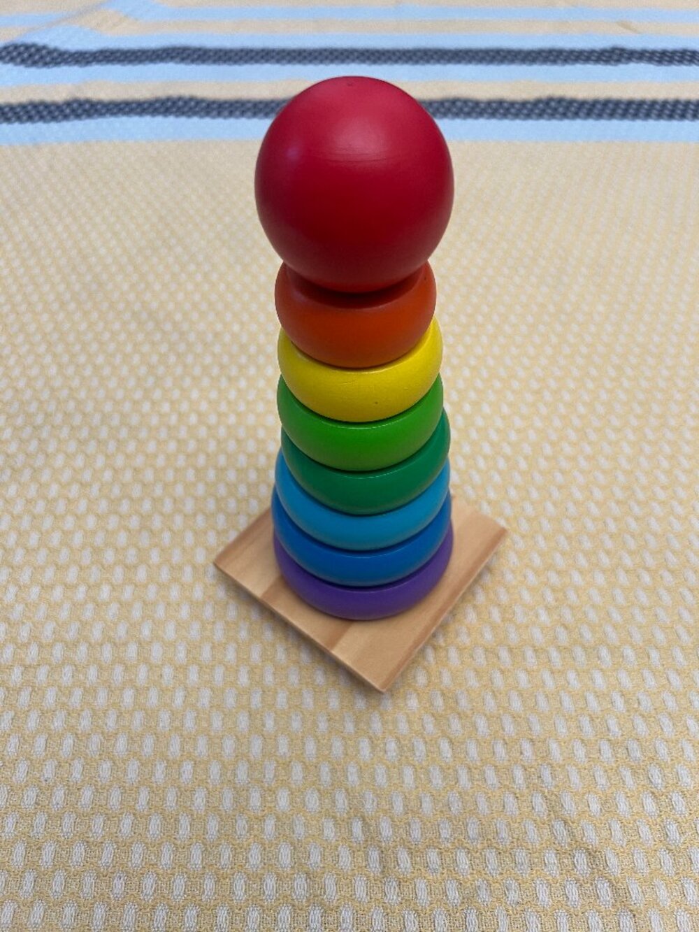 Wooden Rainbow Stacking Ring Tower Montessori Stacker Learning Toy